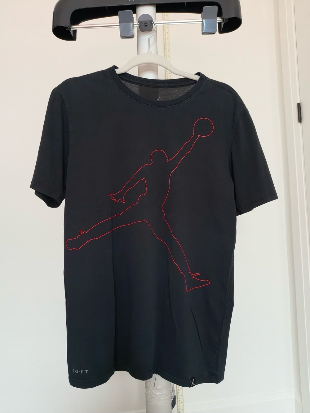 Jordan Black Short Sleeve Tee with Red Outline Jumpman